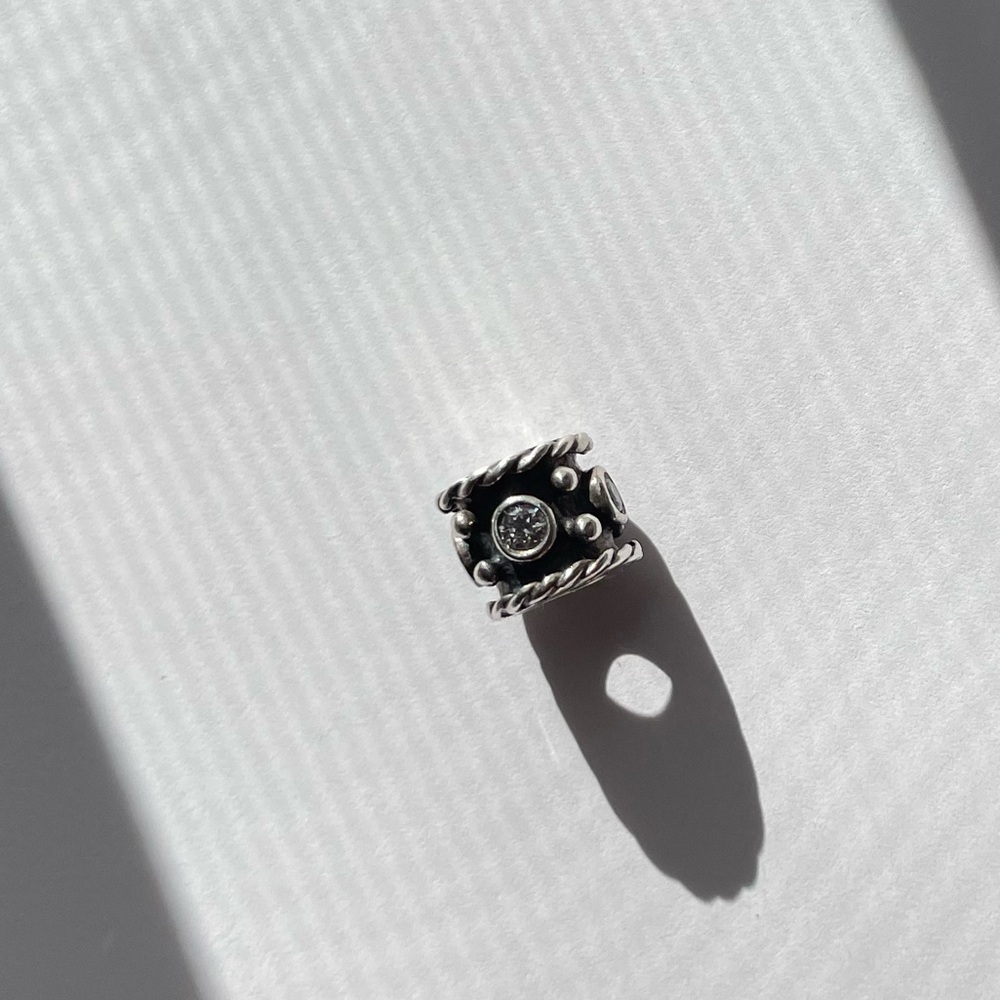 Bezel Crystal and 925 Sterling Silver Pandora Charm